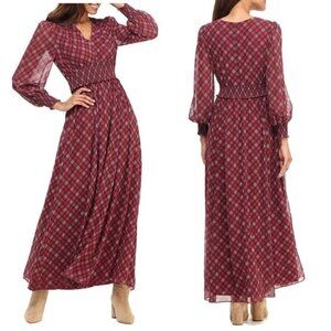 NWOT Gal Meets Glam Maxi Plaid dress sz 00